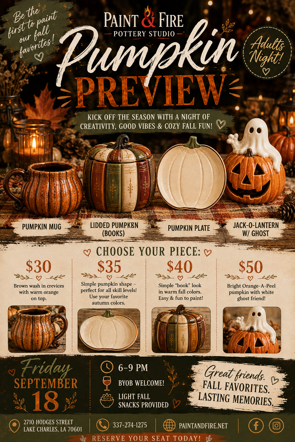 Pumpkin Preview Night – September 18 (6–9pm)