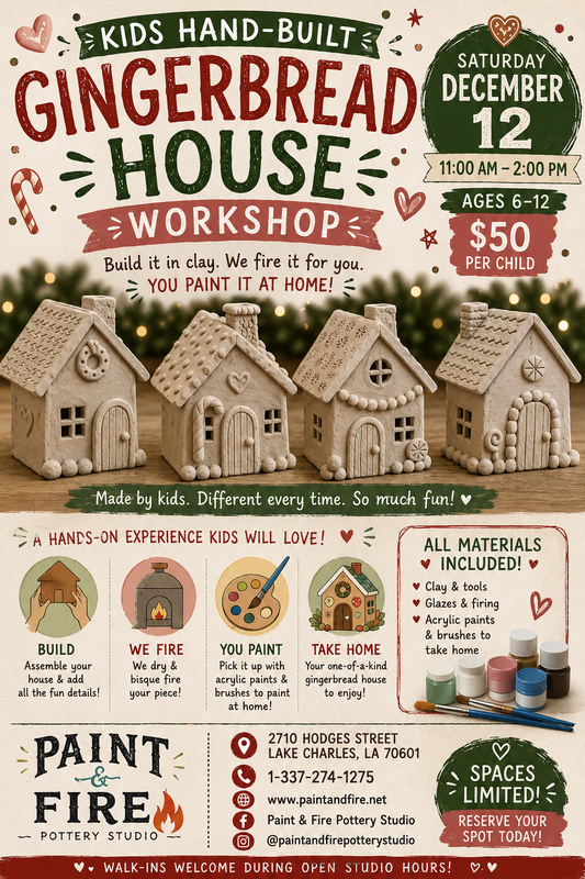 Kids Handbuilt Gingerbread House Workshop – December 12 (11am–2pm)